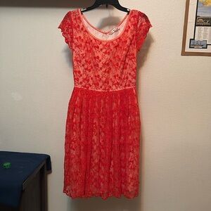 eShakti lace women's dress custom sz 10 cap sleeve mini fit flare keyhole back